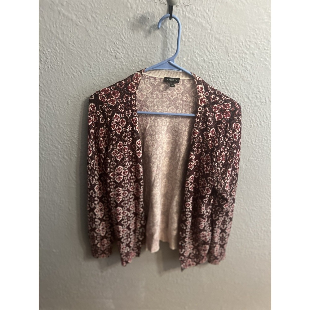 Talbots Womens Cardigan Sweater Button‎ Up Long Sleeve Maroonish